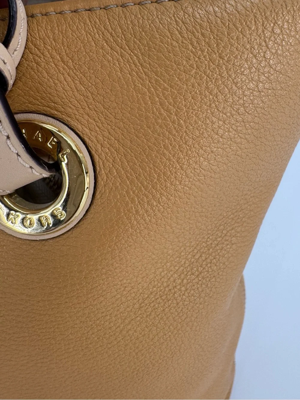Michael Kors Caramel/Tan Pebbled Leather Tote with MK Charm
